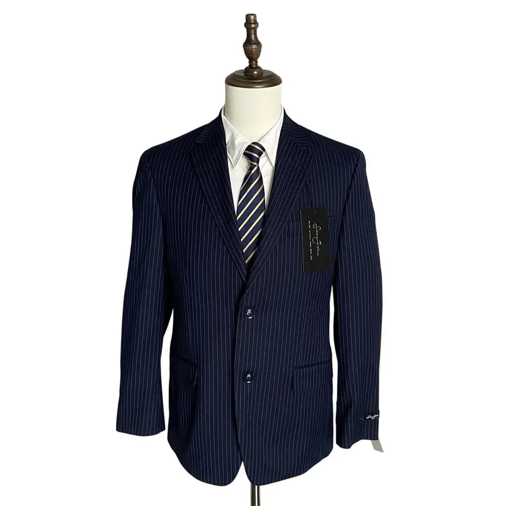 Sean John Suit Jacket Men's 36S Classic Fit Navy Blue Pinstripe NEW